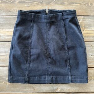 Free People stretch distressed denim pencil mini skirt